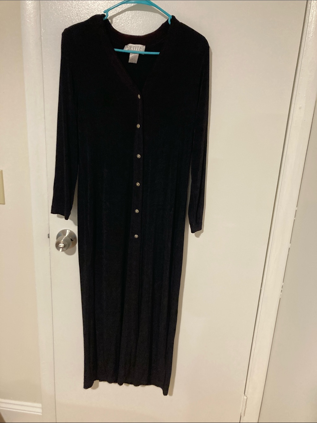 Petite Sophisticate Black Maxi Button-Front Dress